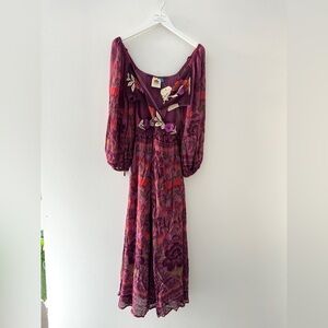 FARM RIO NWT Maroon Cut Out Printed Maxi Dress S